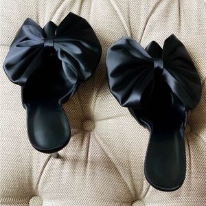 Black Bow Mule High Heel